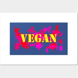 VEGAN - Paint Ball and Stencil in Yellow, Blue, Pink, and Red Posters and Art